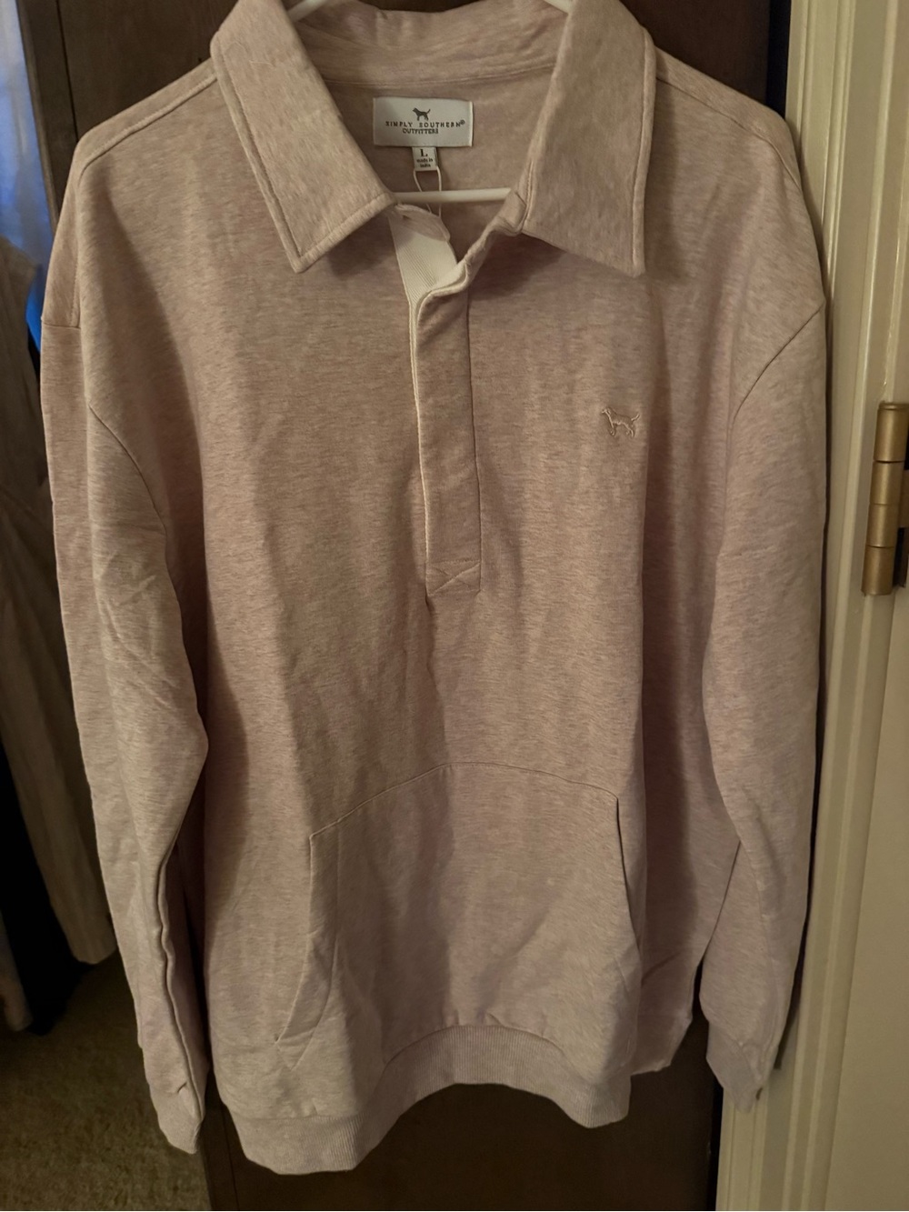 Simply southern Men's Light tan Long-Sleeve Polo Sweatshirt